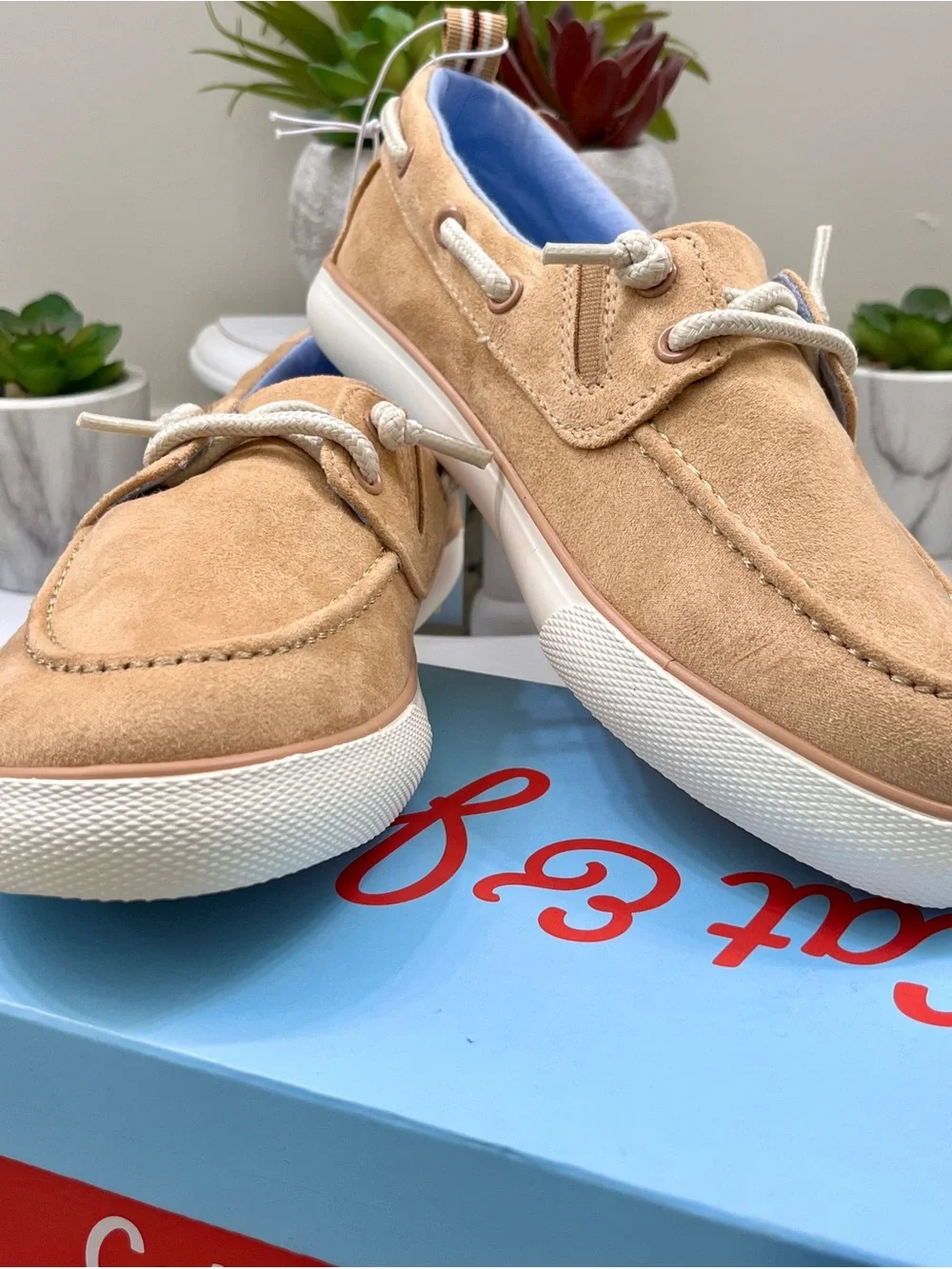 Suede Boat Shoes - Tan